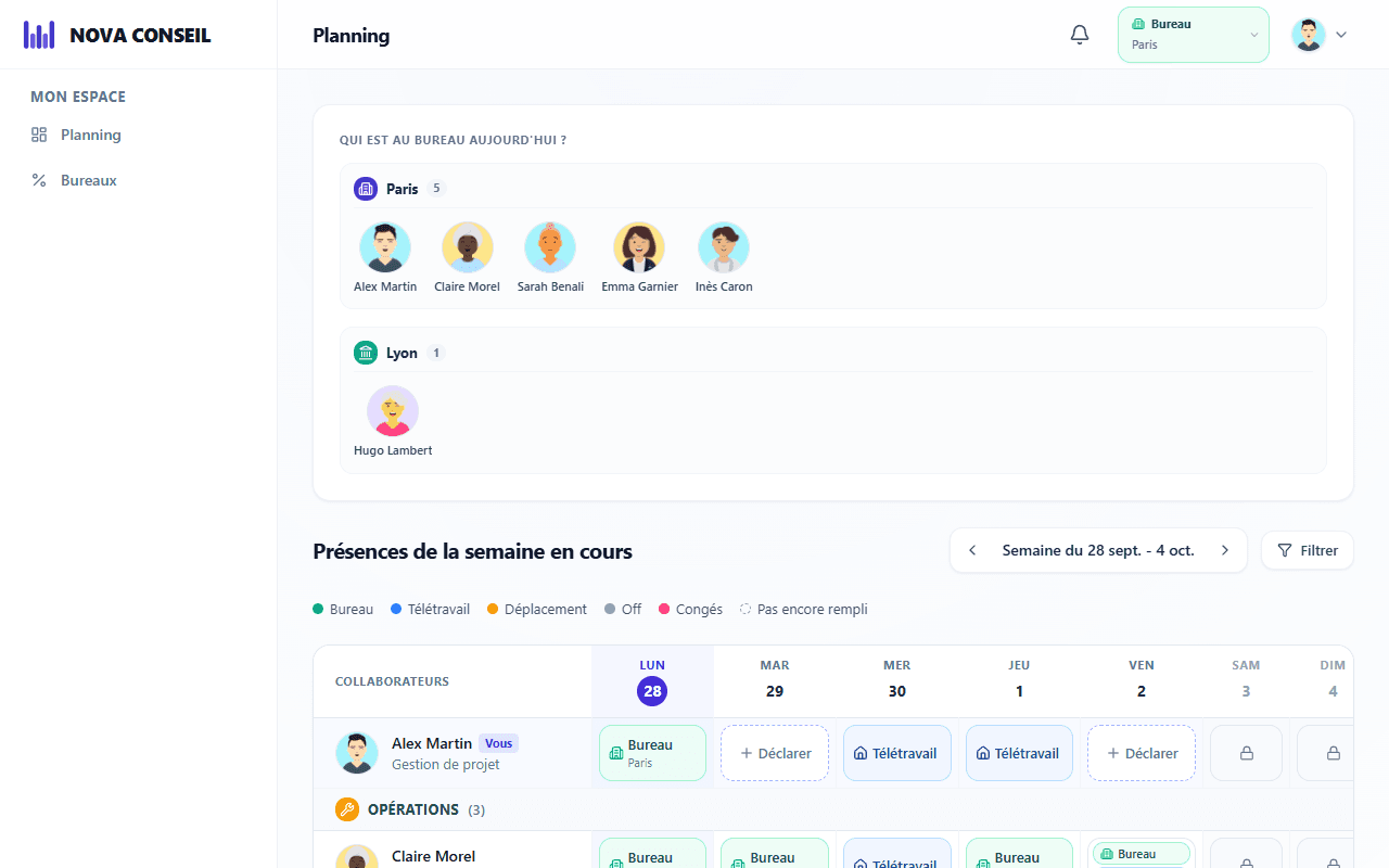 Mise à jour de la présence en un clic